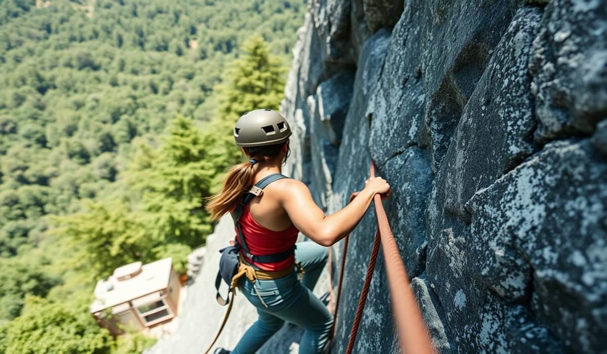 Climber Scaling a Rock Mountain in Yangshuo, China, Surrounded by Nature photo by nichetochina