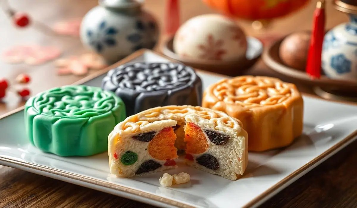 Different moon cake recipe with ingredients